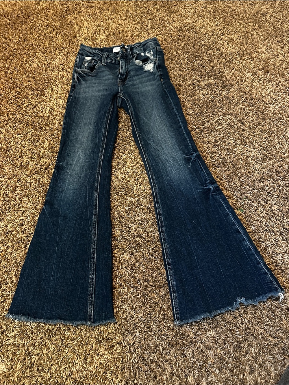 Flying Monkey Kids Dark Blue Flare Jeans with Raw Hem